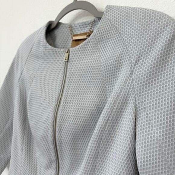 TED BAKER Working Title Textured Zip Jacket Light Blue Cropped 3/4 Sleeve Size 1 - Picture 2 of 10